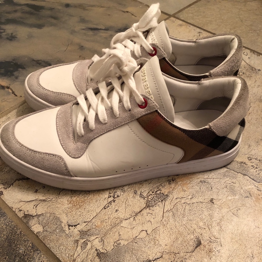 White Burberry Check Sneakers - Picture 3 of 4